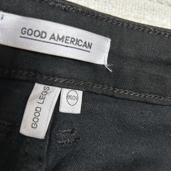 Good American Coated Black Slim Straight Jeans High Rise Pants 24 Night Out - Picture 6 of 15